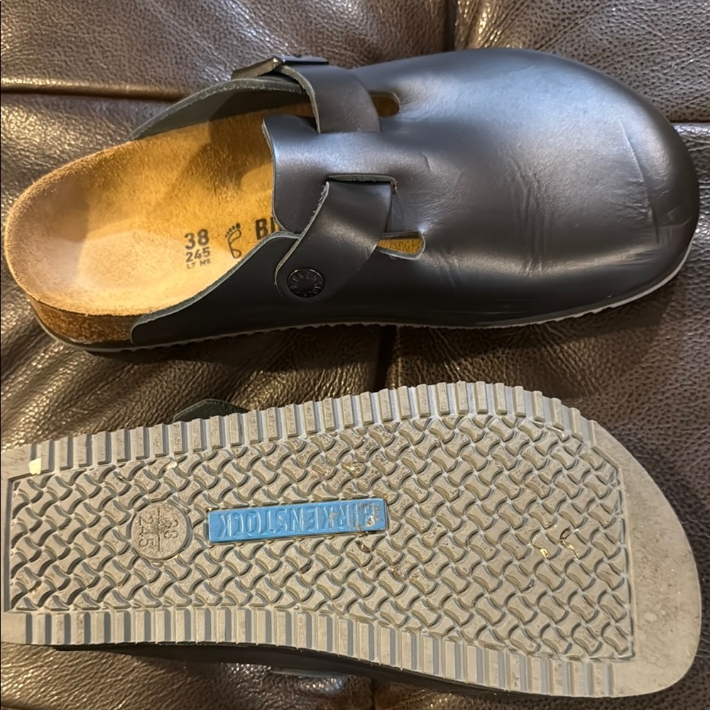 Birkenstock Black Slip-On Loafers with Cork Footbed